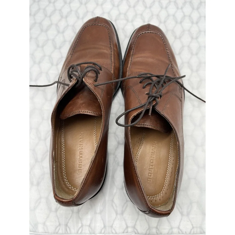 Bostonian Men's 10M Dress Shoes Brown Genuine Leather Lace Up Split Toe Oxfords